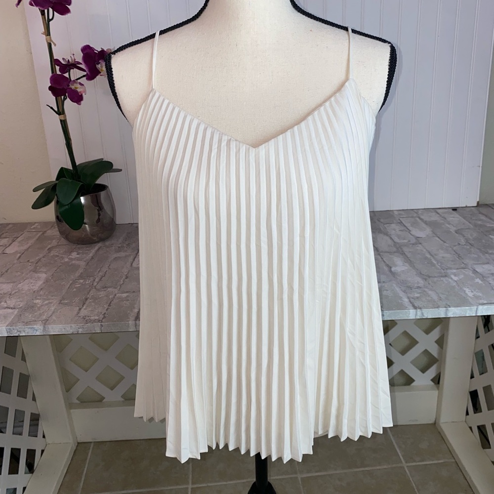 Club Monaco cream pleated spaghetti strap top